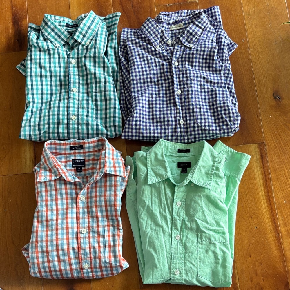J. Crew Men’s Button-Up Shirt Lot — Green, Blue, Orange, Mint